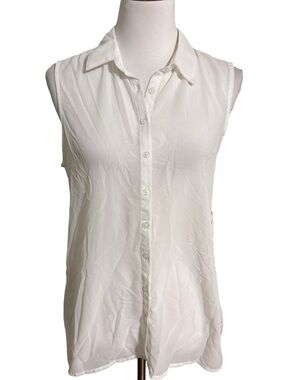 Peck & Peck Sleeveless Button-Up Blouse - White